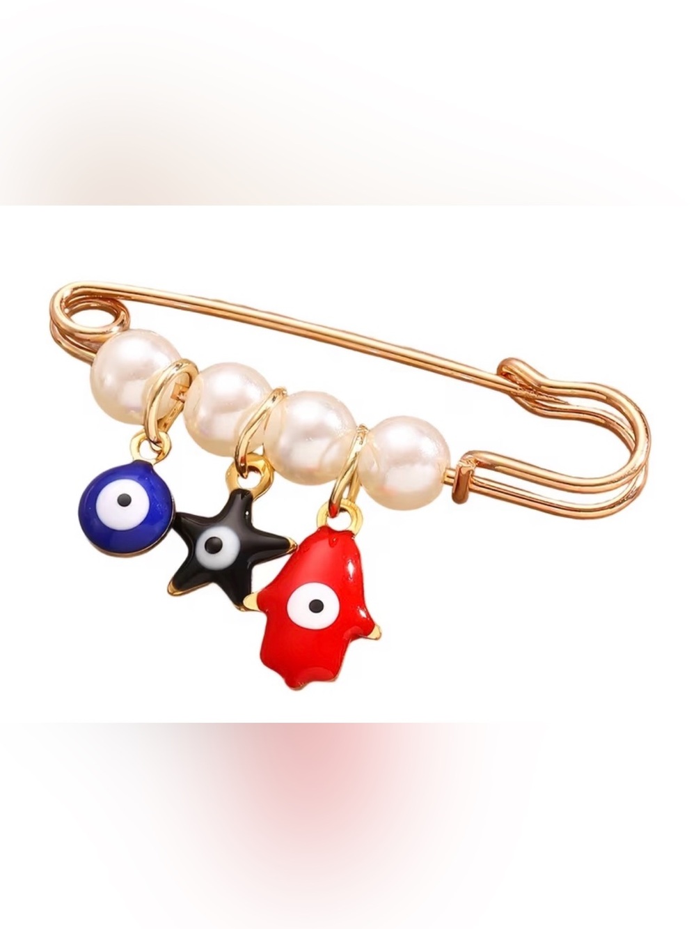Evil Eye Protection Safety Pin Brooch